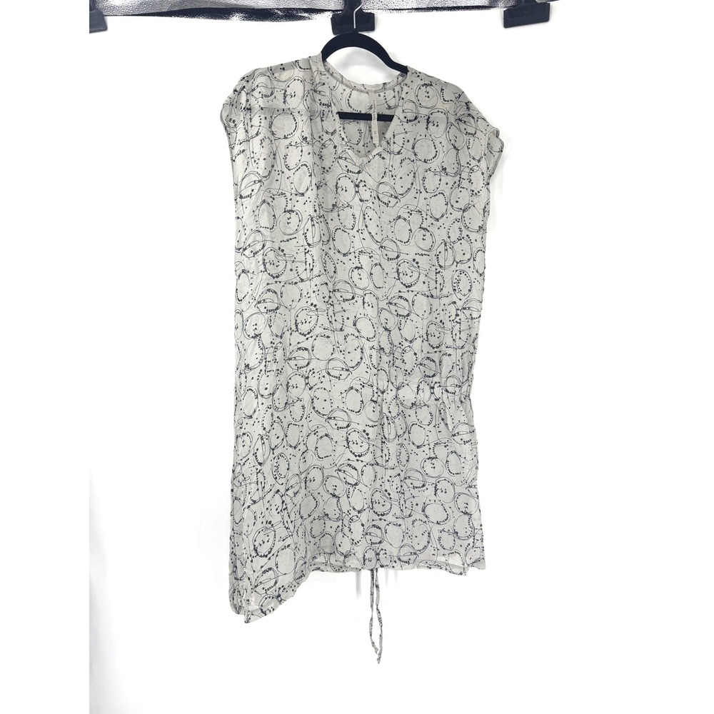 Transit Par Such Grey Black Abstract Circle Print Drawstring Shift Dress Size 2